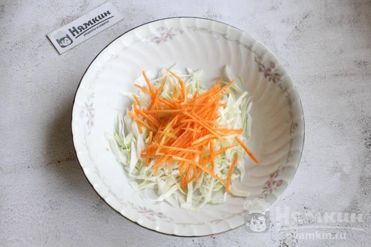 Салат из капусты и моркови с уксусом как в столовой