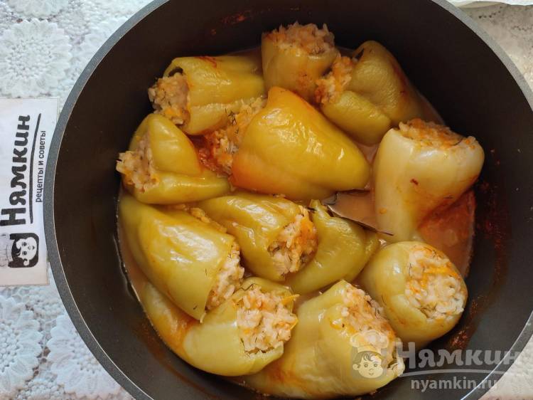 Постные фаршированные перцы с рисом, луком и морковкой - фото шаг 9