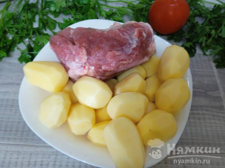 Жаркое из свинины с картошкой и грибами