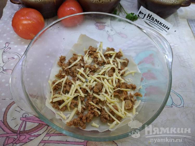 Лазанья со свиным фаршем из теста фило в духовке - фото шаг 7