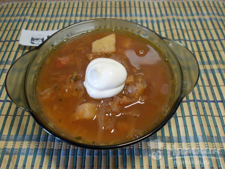 Постный борщ с капустой, фасолью и заправкой для борща - фото шаг 9