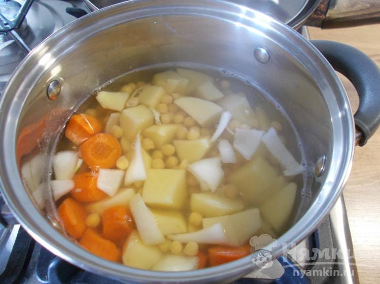 Легкий постный суп-пюре с нутом и овощами - фото шаг 4