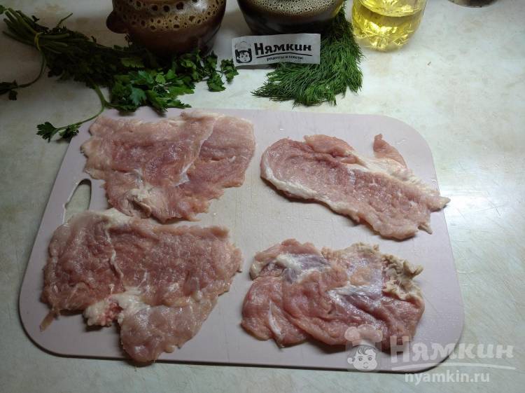 Отбивная из свинины в майонезе на сковороде (в кляре)