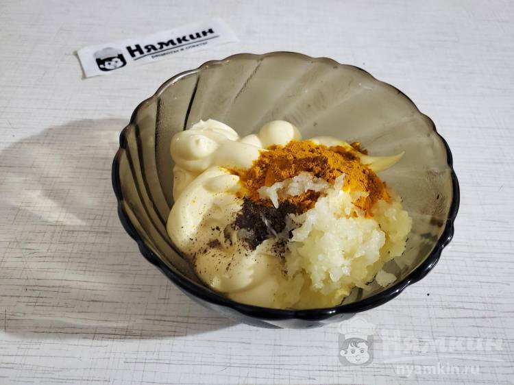 Закусочный торт из макарон с овощами и майонезным соусом под грилем - фото шаг 6