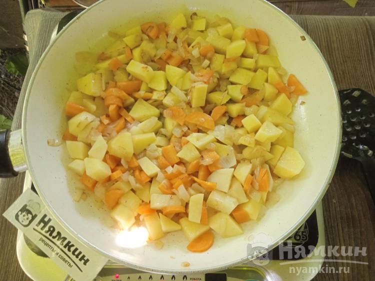 Постное рагу с кабачками, капустой и свежим зеленым горошком - фото шаг 5