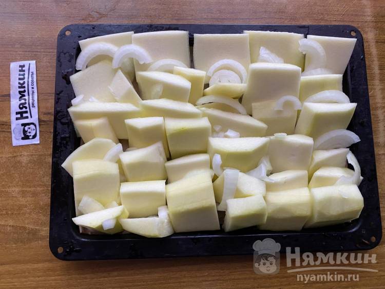 Кабачки с шампиньонами, сыром и овощами в духовке - фото шаг 5