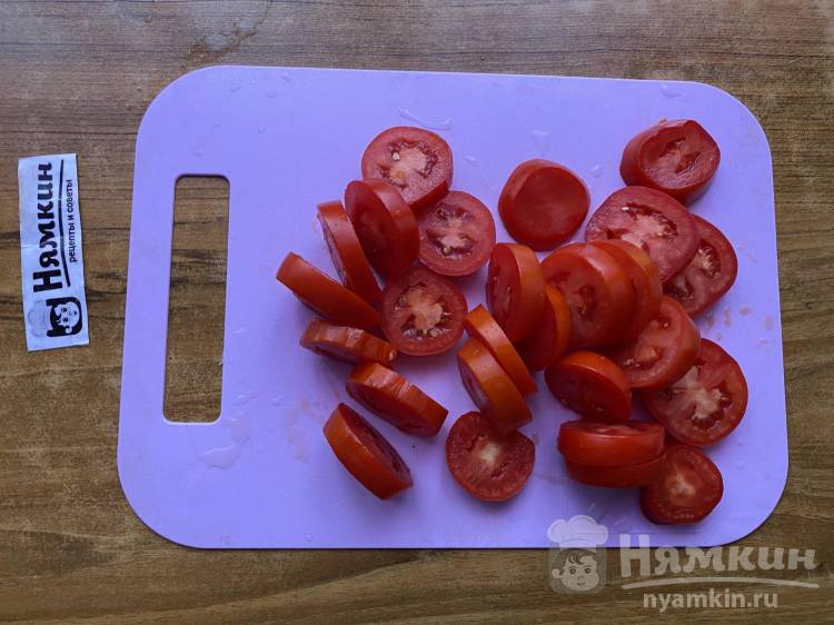 Кабачки с шампиньонами, сыром и овощами в духовке - фото шаг 6
