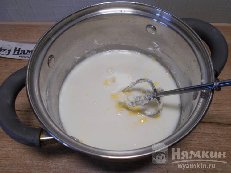 Домашний песочный торт с заварным кремом и вареной сгущенкой - фото шаг 6