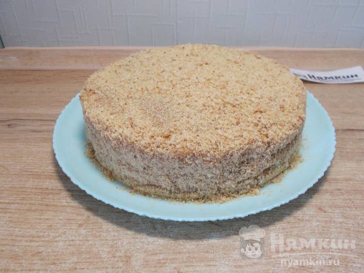Домашний песочный торт с заварным кремом и вареной сгущенкой - фото шаг 18
