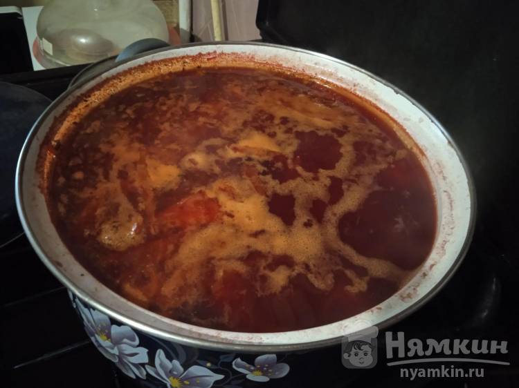 Красный борщ со свининой и свеклой без фасоли и без зажарки - фото шаг 9