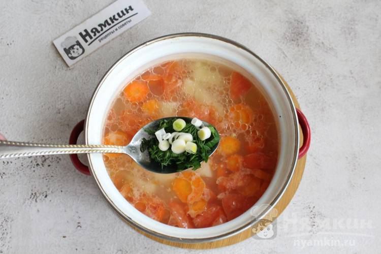 Постный рисовый суп с овощами и консервированной кукурузой - фото шаг 6