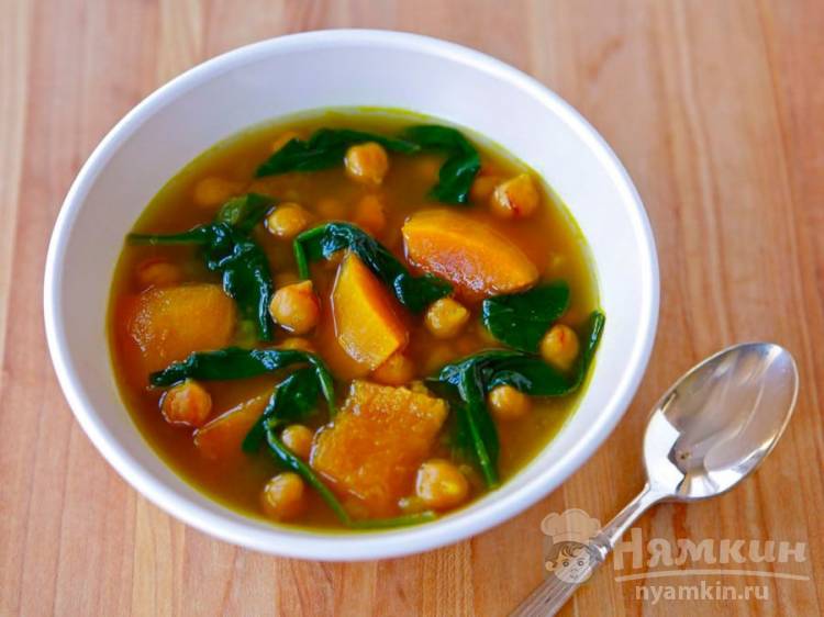 Вкусный диетический суп из тыквы с нутом