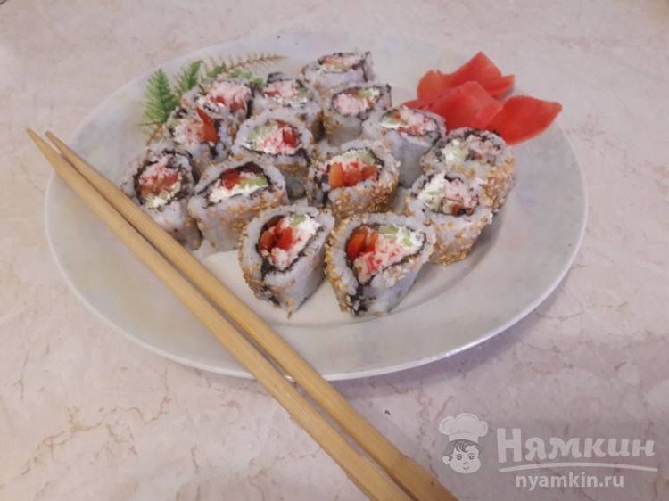 Роллы из огурца с крабовыми палочками рецепт – Японская кухня: Закуски. «Еда»