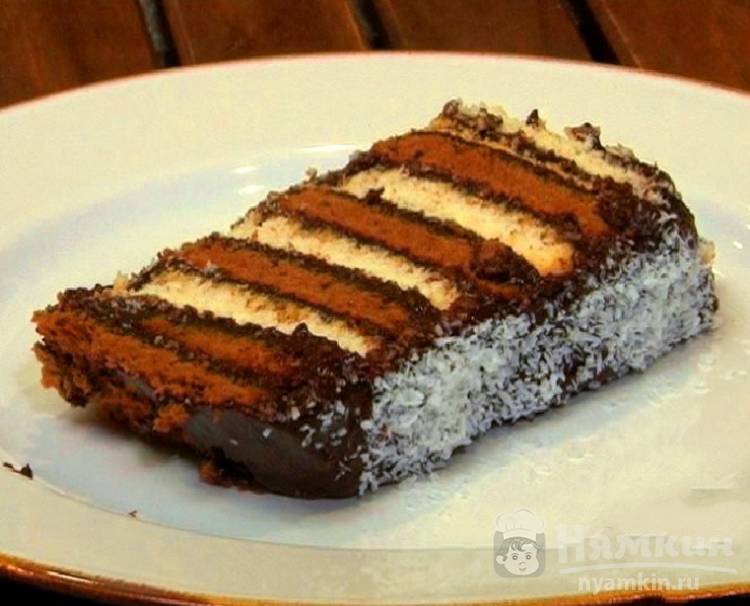 Шоколадный двухцветный торт из печенья