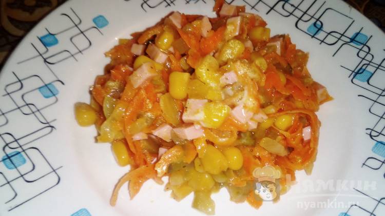 Салат с жареным луком и морковью по-корейски 