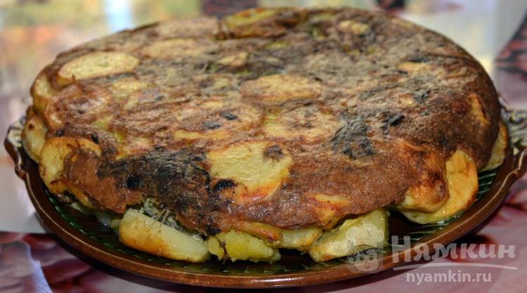 Испанская тортилья из картофеля с грибами