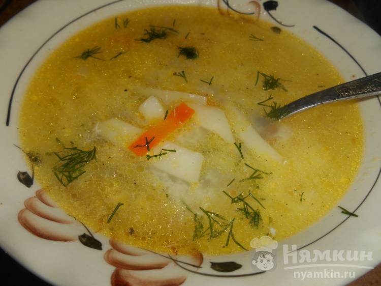 Картофельный суп с яйцом на курином бульоне