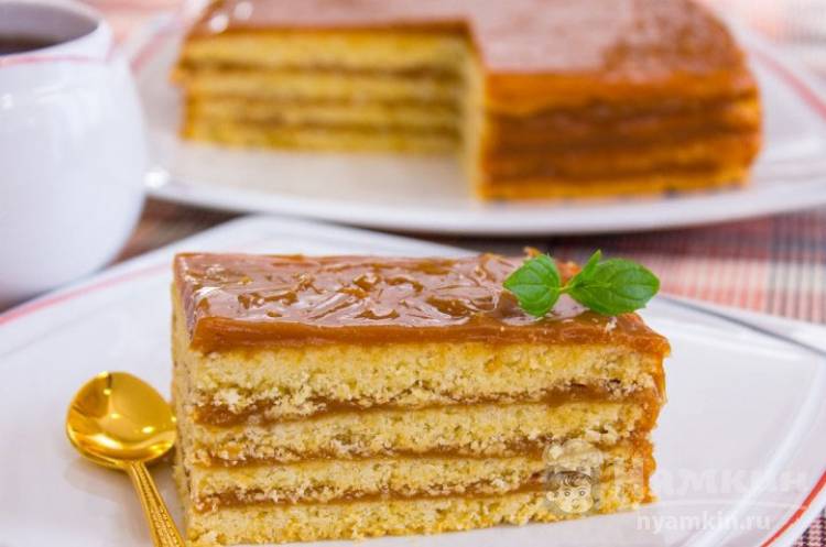 Торт из покупных бисквитных коржей со сгущенкой — рецепт с фото пошагово