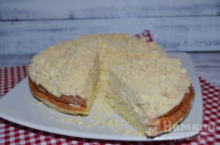 Пирог с творогом на кукурузной муке и штрейзельной крошкой
