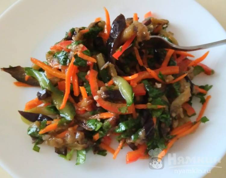 Баклажаны с овощами по-корейски с морковью и огурцами