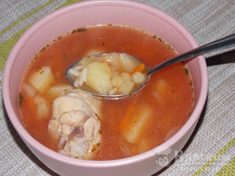 Суп картофельный с рисом и томатом