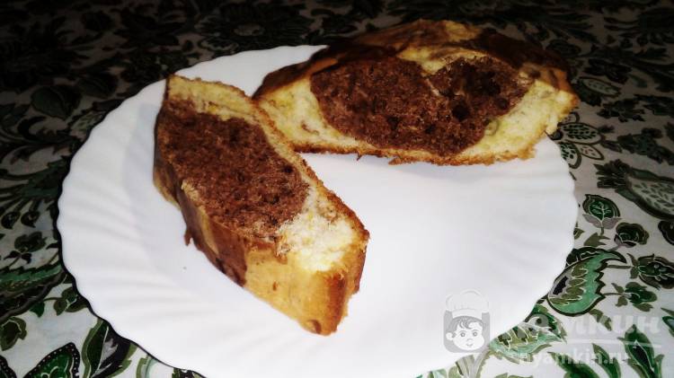 Мраморный кекс с какао и лимонной цедрой