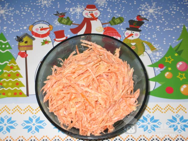 Пикантный морковный салат с чесноком и майонезом 