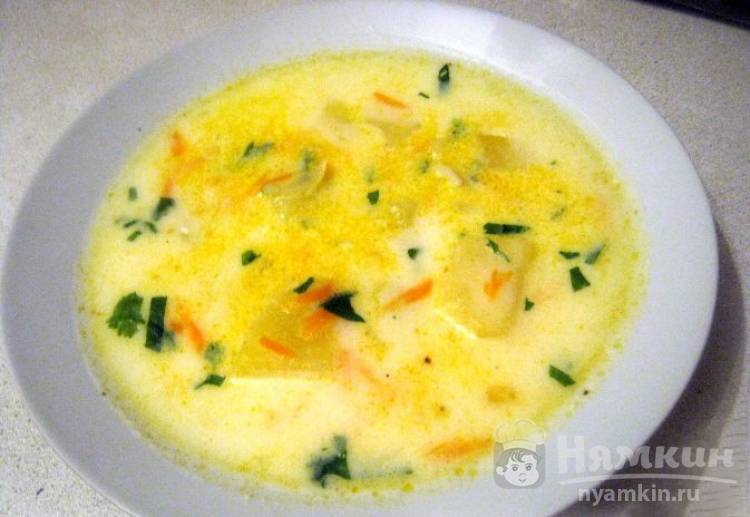 Сырный суп с вермишелью 