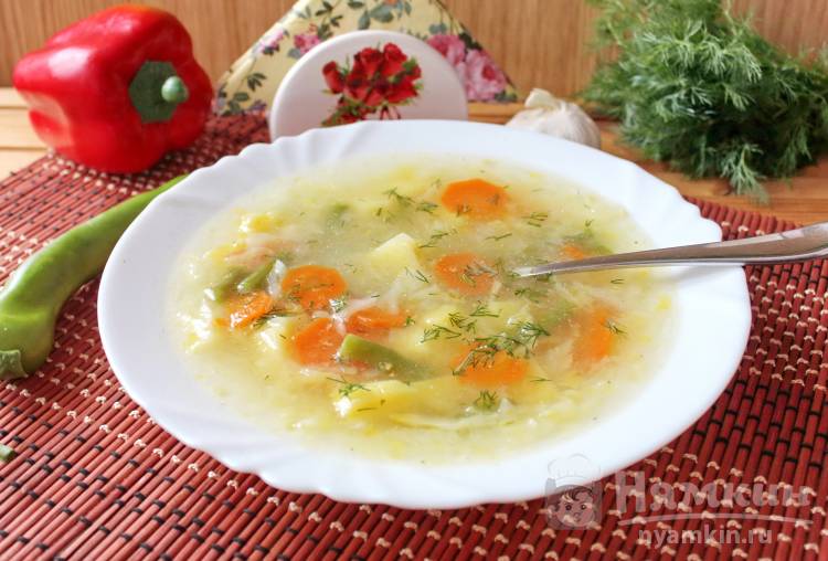 Овощной суп со спаржевой фасолью