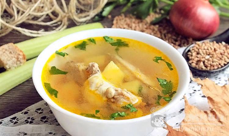 Куриный суп с гречкой и овощами
