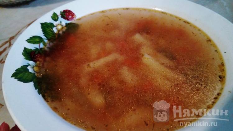 Томатный суп с овощами и стручковой фасолью