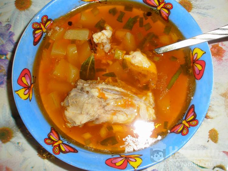 Картофельно-куриный суп с зелёным луком