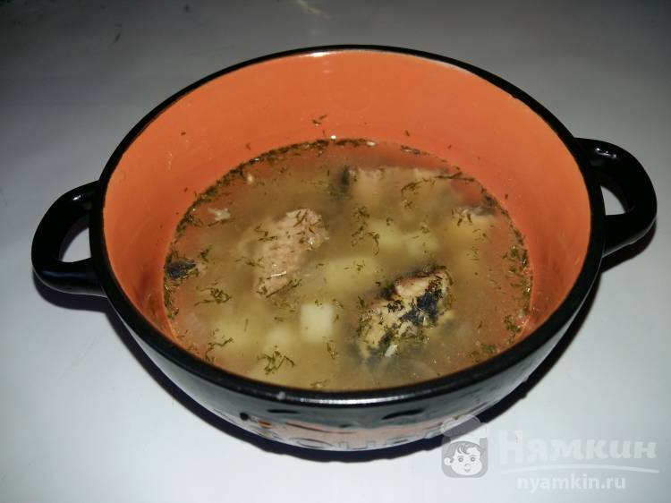 Быстрый суп из консервированной сардины в мультиварке