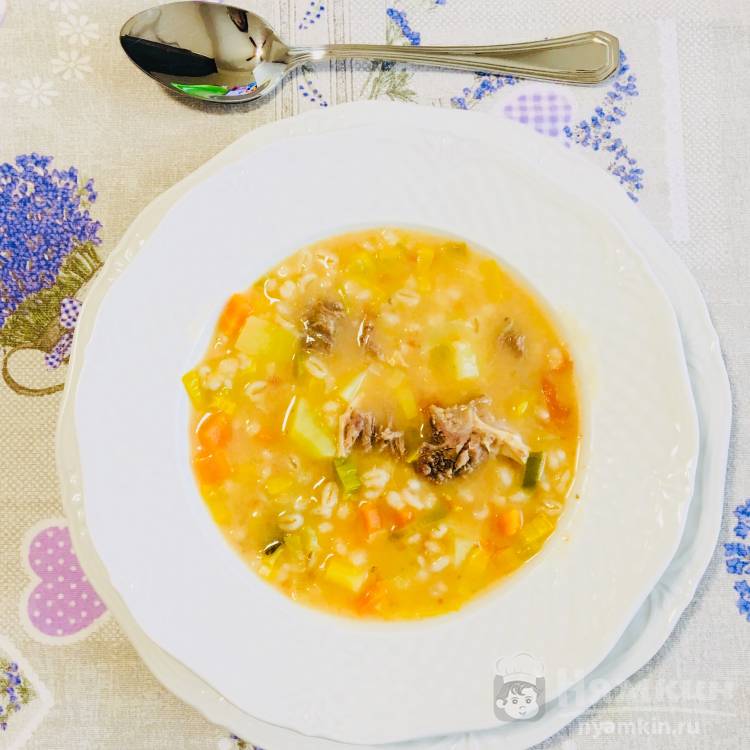 Суп с перловкой, мясом и овощами 