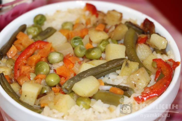 Рис с овощами в духовке 