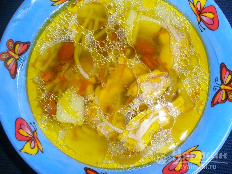 Куриный суп с фасолью и вермишелью