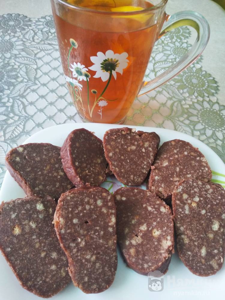  Шоколадная колбаска из печенья со сгущенкой