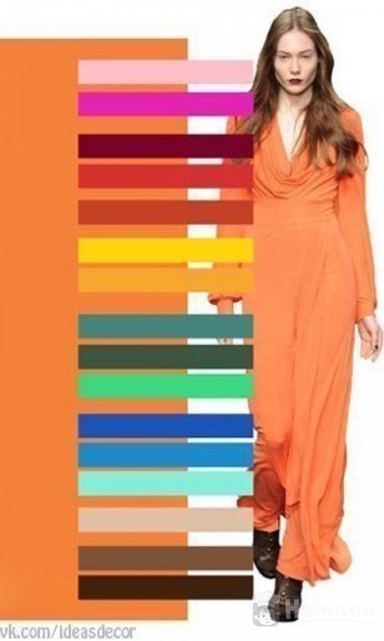 Оранжевый цвет сочетание с другими цветами в одежде женщины фото