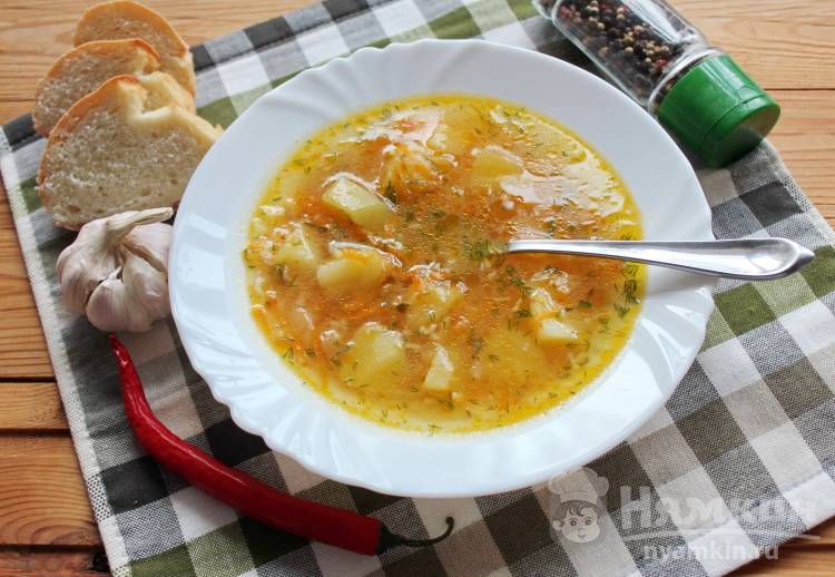 Куриный суп с солеными огурцами и рисом