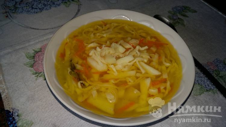 Суп с лапшой на курином бульоне 