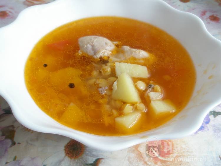 Гороховый суп на курице с томатами