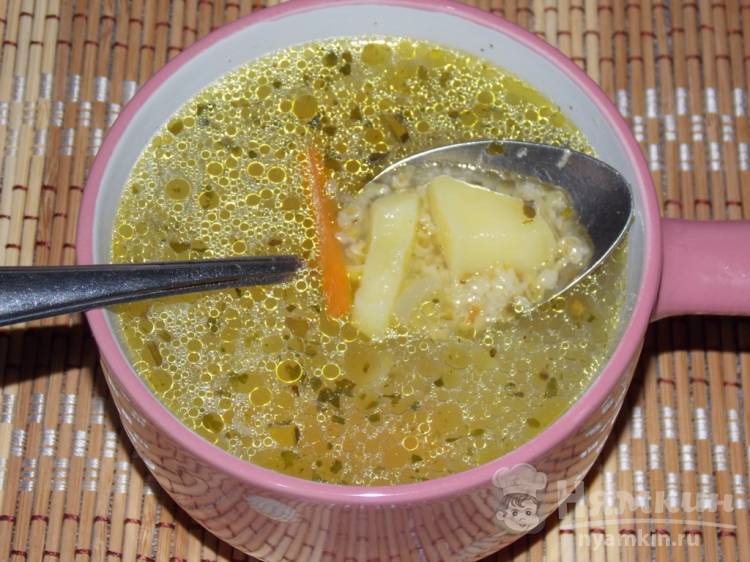 Постный суп с пшеничной крупой и картофелем в мультиварке