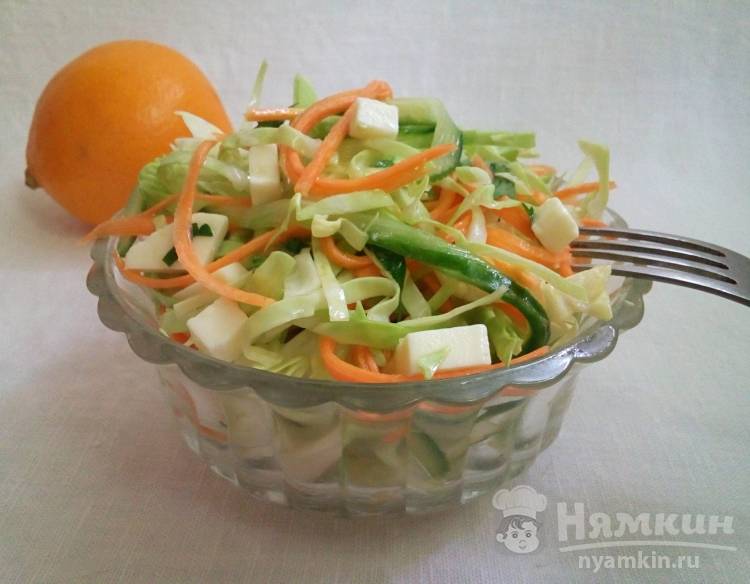 Полезный салат из овощей и сыра