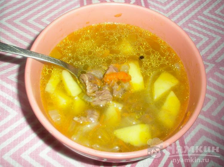 Картофельный суп из куриных потрошков
