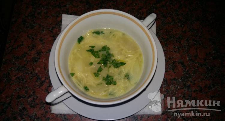 Легкий суп с зеленью и вермишелью