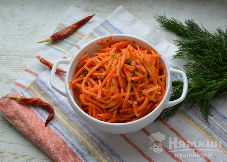 Морковь по-корейски с зеленью