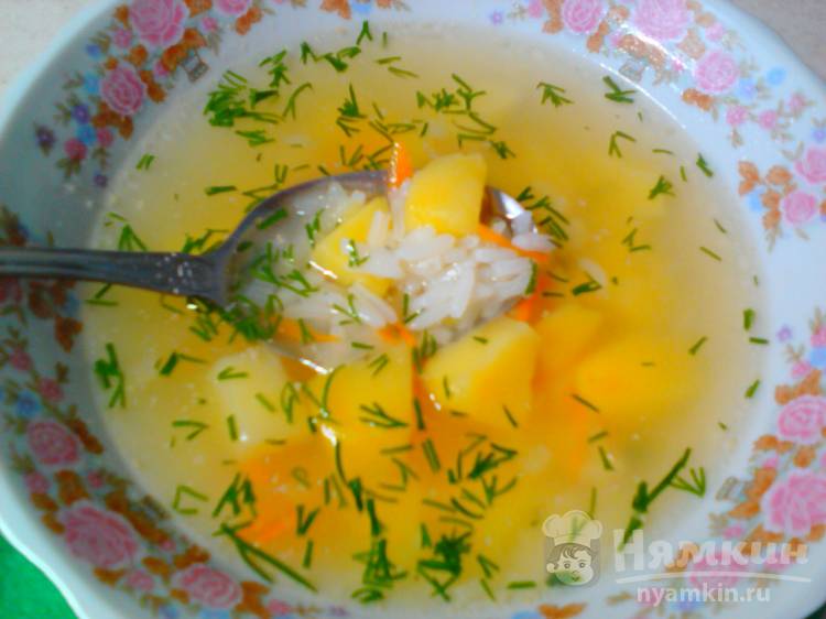 Суп на бульоне с длиннозерным рисом