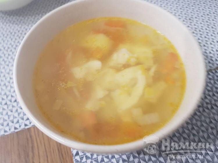 Суп овощной с куриным филе