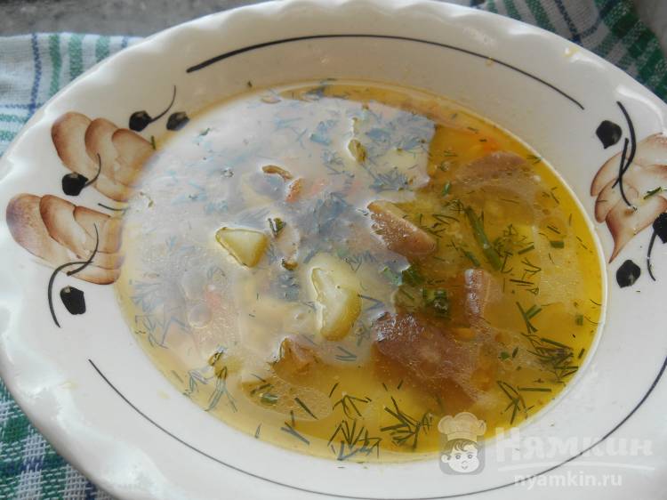 Суп грибной из шампиньонов с сыром, рецепт с фото