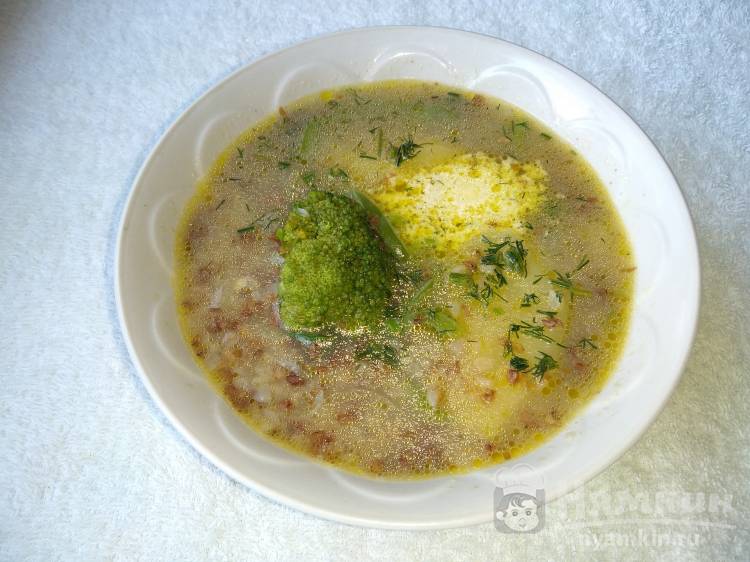 Легкий гречневый суп с овощами и сметаной
